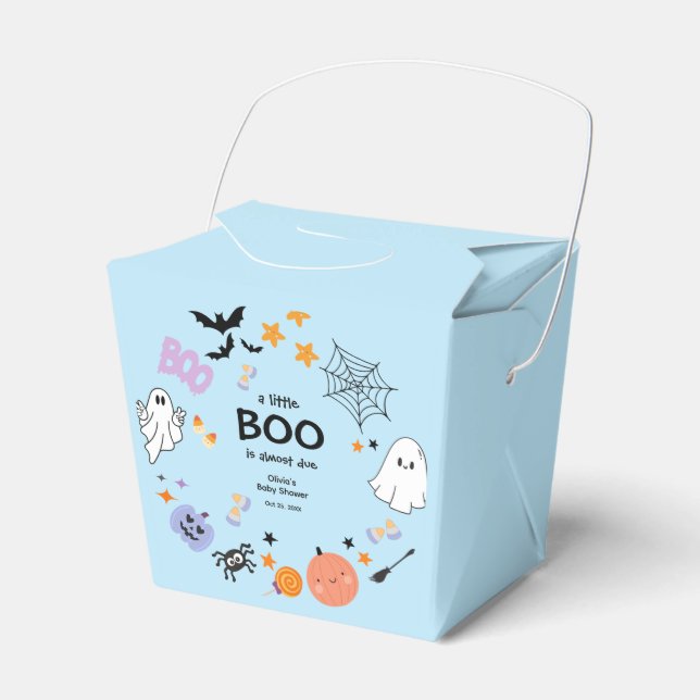 Blue A Little Boo Cute Ghost Halloween Baby Shower Presentaskar (Framsidan Sidan)