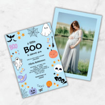 Blue A Little Boo Cute Photo Halloween Baby Shower