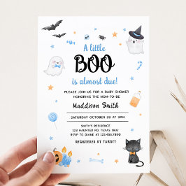 Blue A Little Boo Halloween Baby Shower Inbjudningar