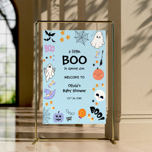 Blue A Little Boo Halloween Baby Shower Välkommen Poster