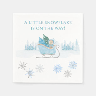 Blue A Little Snowflake Baby Shower Pappersservett