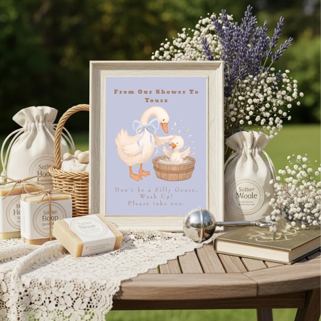 Blue A Silly Goose From Our Shower To Yours Sign Inbjudningar (Blue A Silly Goose From Our Shower To Yours Sign)