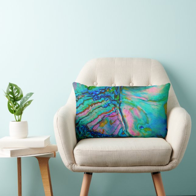Blue Abalone Shell Accent Throw Pillow Lumbarkudde (Stol)