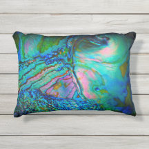 Blue Abalone Shell Accent Throw Pillow
