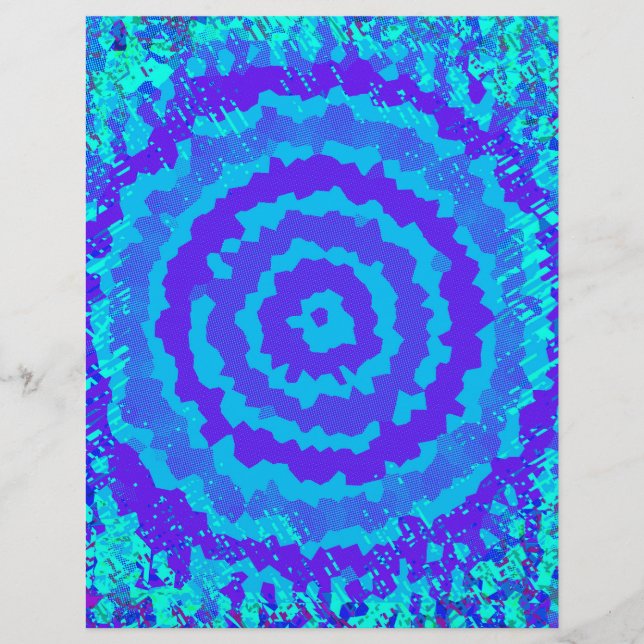 Blue Abstract Flower Scrapbook Paper 2-Sided Page (Framsida)