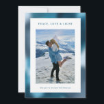 Blue Abstract Gradient Hanukkah Photo Julkort<br><div class="desc">A modern Hanukkah photo card with abstract gradient background in shades of blue. Upload your own photo. On the back of the card you can enter a longer message.</div>