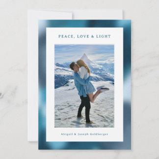 Blue Abstract Gradient Hanukkah Photo Julkort