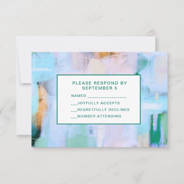 Blue Abstract RSVP Card Boho Colorful OSA Kort (Framsida)