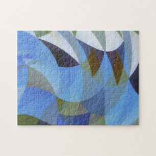 Blue Abstrakt Art Geo Shapes Puzzle Pussel