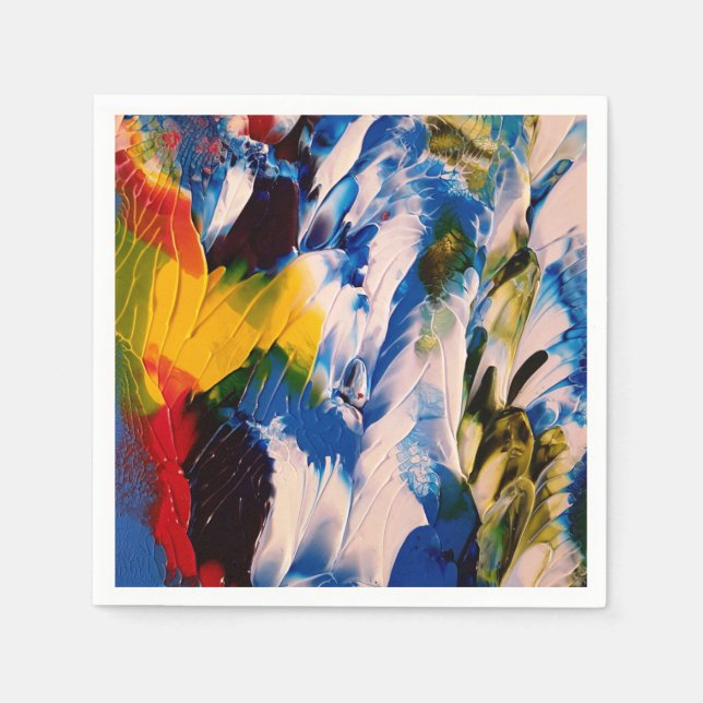 Blue Abstrakt Art Standard Cocktail Napkin Pappersservett (Framsidan)