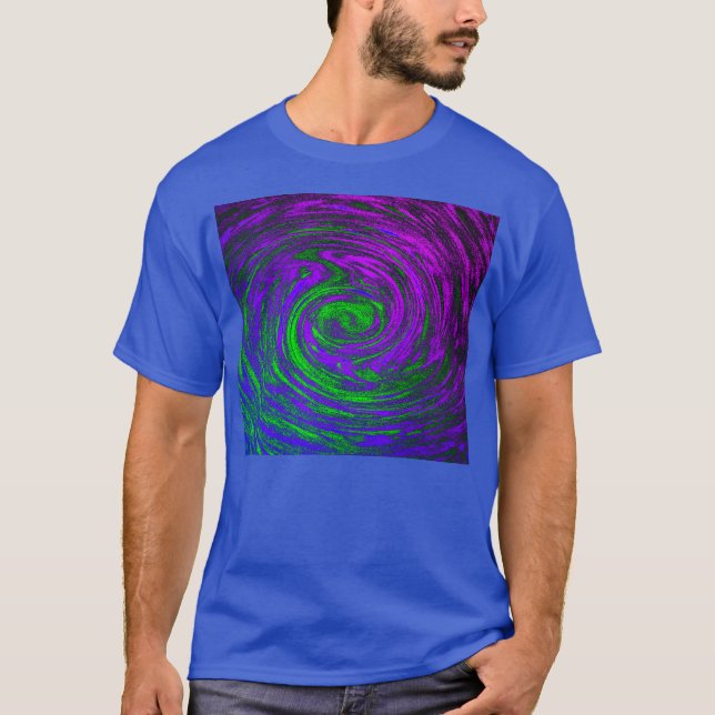 Blue Abstrakt Art Swirl Manar T Shirt (Framsida)
