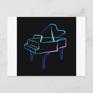 Blue Abstrakt Grand Piano Vykort