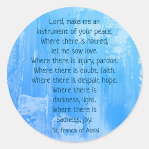 Blue Abstrakt Inspirational St. Francis Prayer Runt Klistermärke