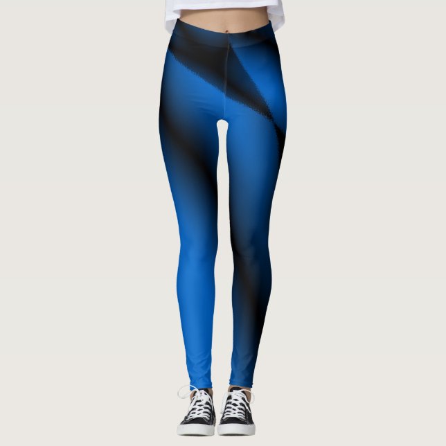 Blue abstrakt mönster art leggings (Framsida)