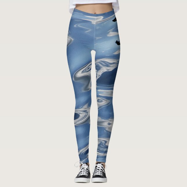 Blue abstrakt mönster leggings (Framsida)