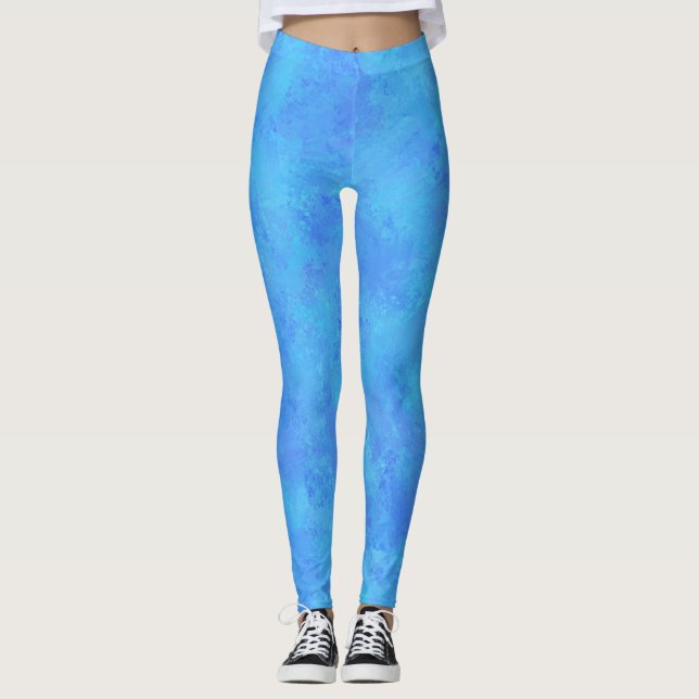 Blue Abstrakt Mönster Leggings (Framsida)