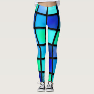 BLUE ABSTRAKT MÖNSTER YOGA BYXOR LEGGINGS