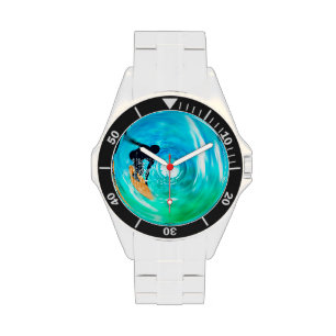 Blue Abstrakt Surfer Silhouette Wrist Watches Armbandsur