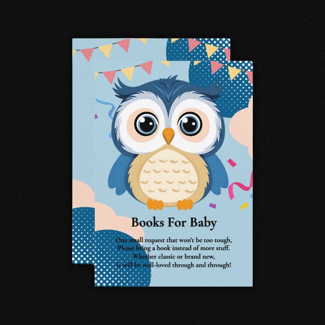 Blue Adsible Woodland Baby Uggla Baby Shower Tilläggskort (Skapare uppladdad)