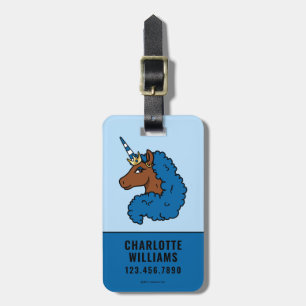 Blue Afro Unicorn Bagagebricka