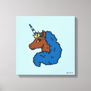 Blue Afro Unicorn Canvastryck