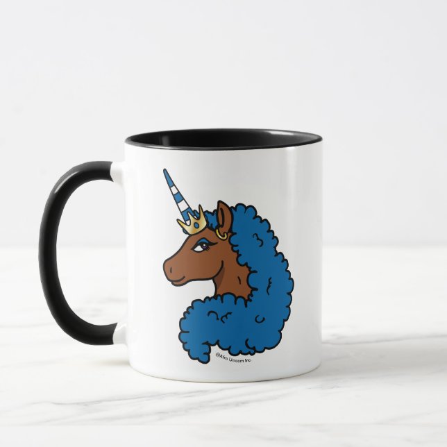 Blue Afro Unicorn Mugg (Vänster)