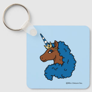 Blue Afro Unicorn Nyckelring
