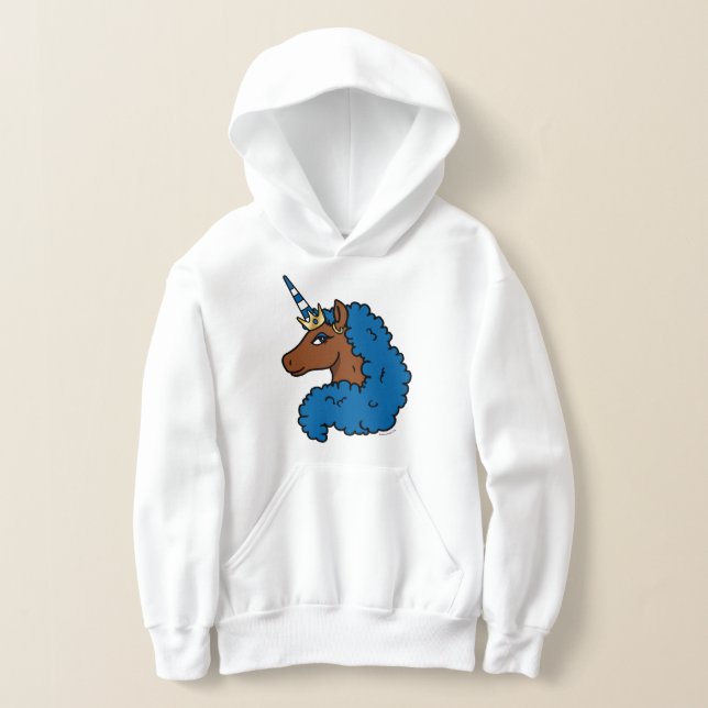 Blue Afro Unicorn T Shirt (Laydown)