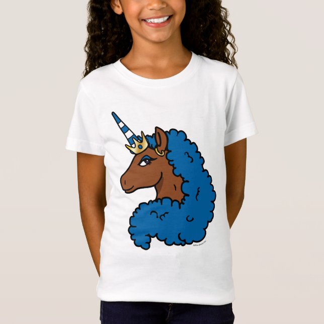 Blue Afro Unicorn T Shirt (Framsida)