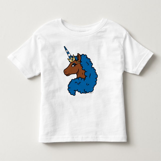 Blue Afro Unicorn T Shirt (Framsida)