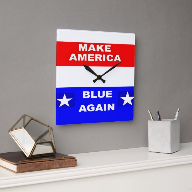 Blue Again Fyrkantig Klocka (Kontor)