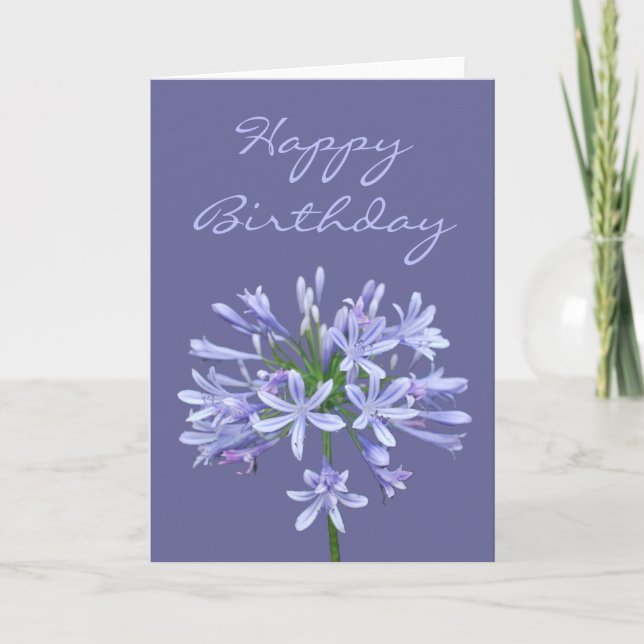 Blue Agapanthus Grattis på födelsedagen Kort (Framsida)