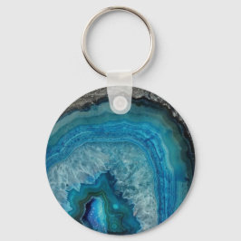 Blue Agate Druse Gemstone Nyckelring