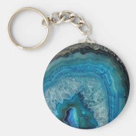 Blue Agate Druse Gemstone Nyckelring