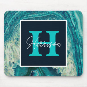 Blue Agate Geode Monogram Simple Modern Musmatta