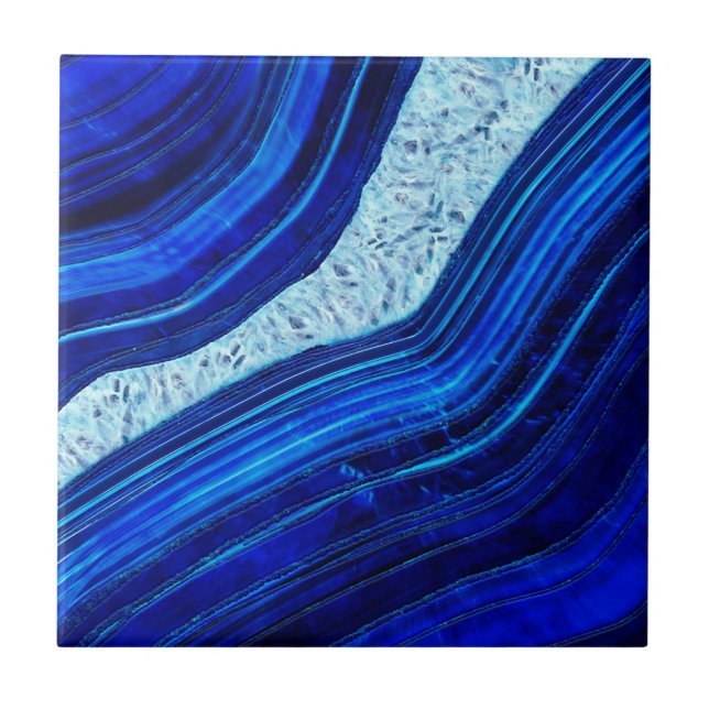 Blue Agate Marble Digital Art Kakelplatta (Framsidan)