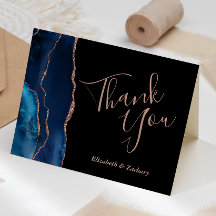 Blue Agate Ro Guld Mörk Bröllop - tackkort