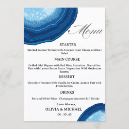 Blue Agate Sliced Wedding Menu Meny