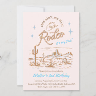 Blue Ain't My First Rodeo Birthday Invite Inbjudningar
