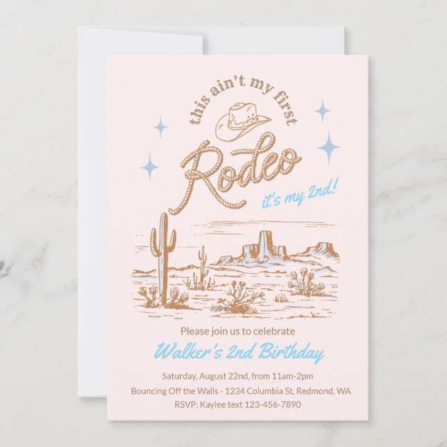 Blue Ain't My First Rodeo Birthday Invite Inbjudningar (Framsida)