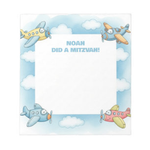 Blue Aircraft Personlig Mitzvah Anteckningsblock