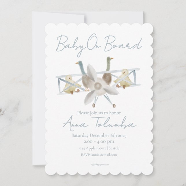 Blue Airplane Baby Shower Invitation (Framsida)