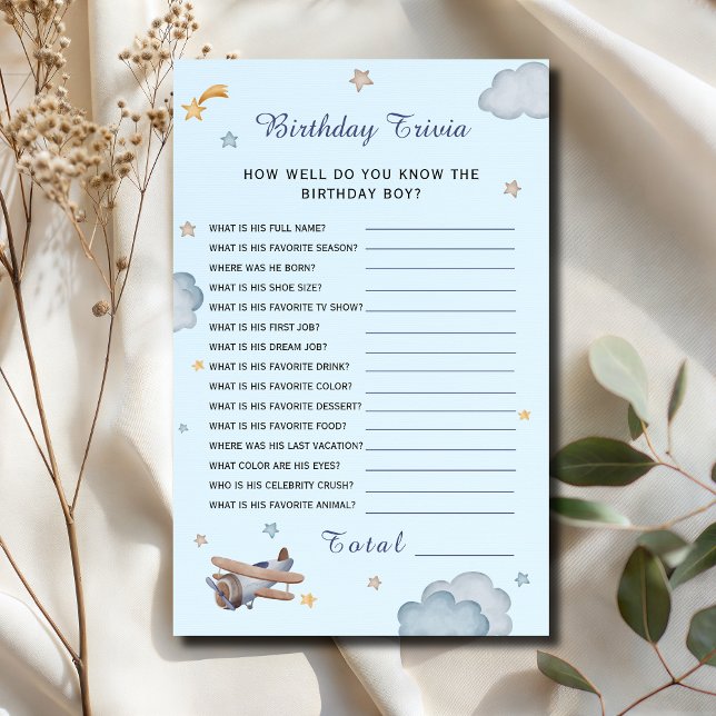 Blue Airplane Birthday Trivia Party Game (Skapare uppladdad)