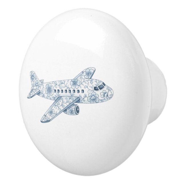 Blue Airplane Chinoiserie Knopp (Höger)