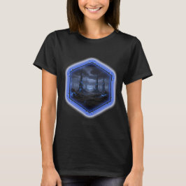 Blue Alien Landscape With Mandelbrot T Shirt
