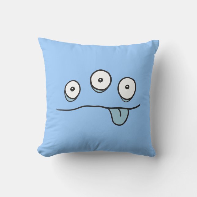 Blue Alien Monster Cushion Kudde (Framsida)