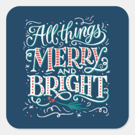 Blue All Sak Merry & Bright julklapp Fyrkantigt Klistermärke