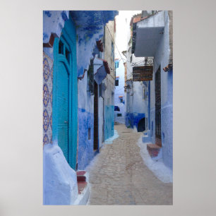 Blue Alley in Chefchaouen, Marocko Poster
