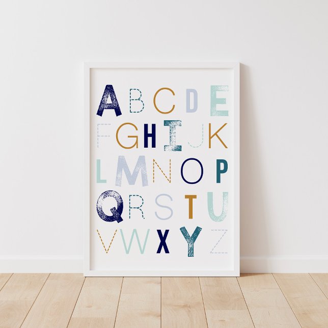 Blue Alphabet Boy Nursery Decor Poster (Skapare uppladdad)