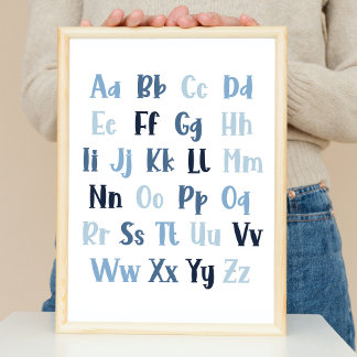 Blue Alphabet Nursery Poster